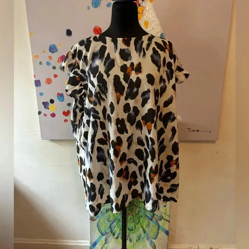4XL-SHEIN ruffled sleeves animal print plus size top never worn. - Picture 3 of 9